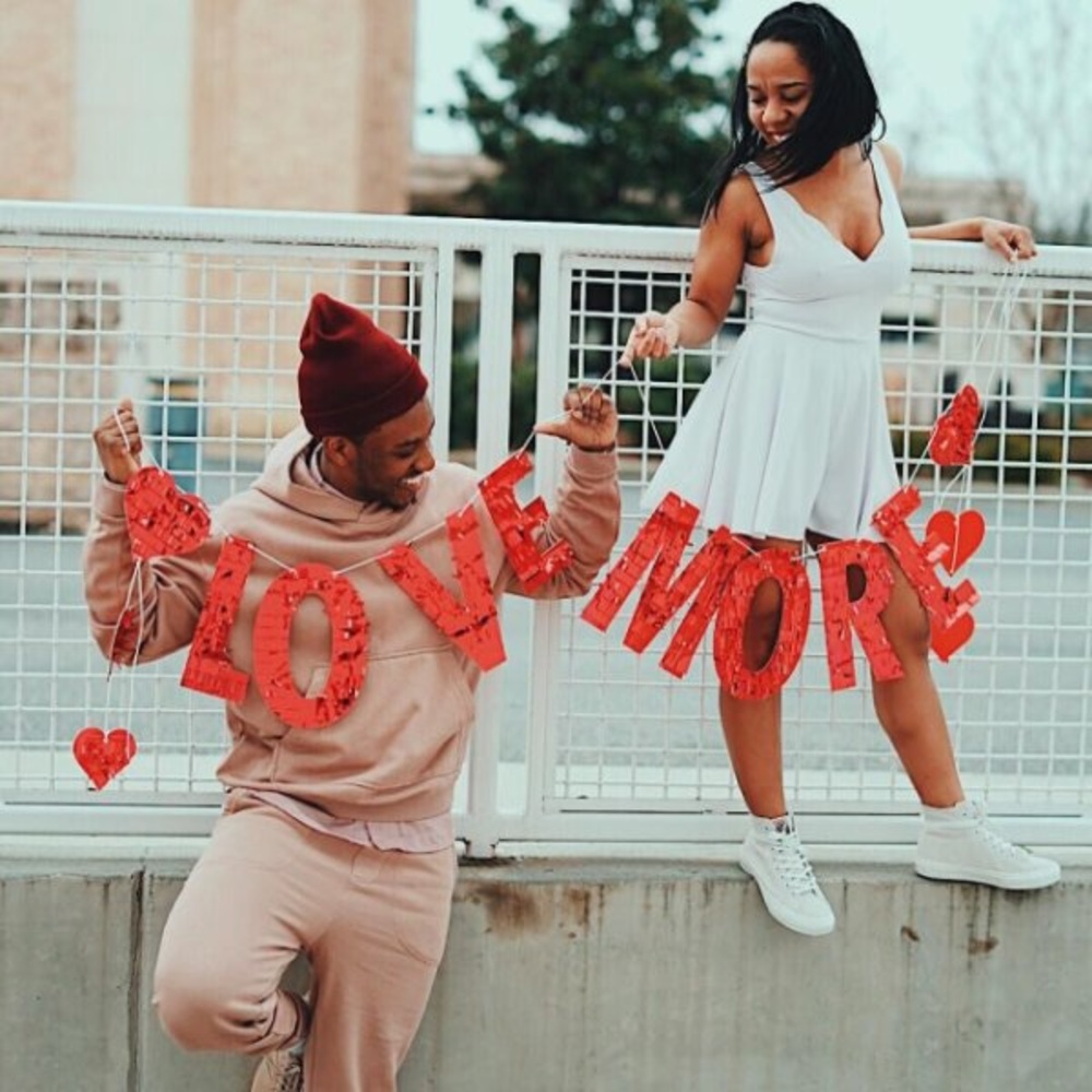 LOVE MORE Red Party Banner w/ Hearts UO